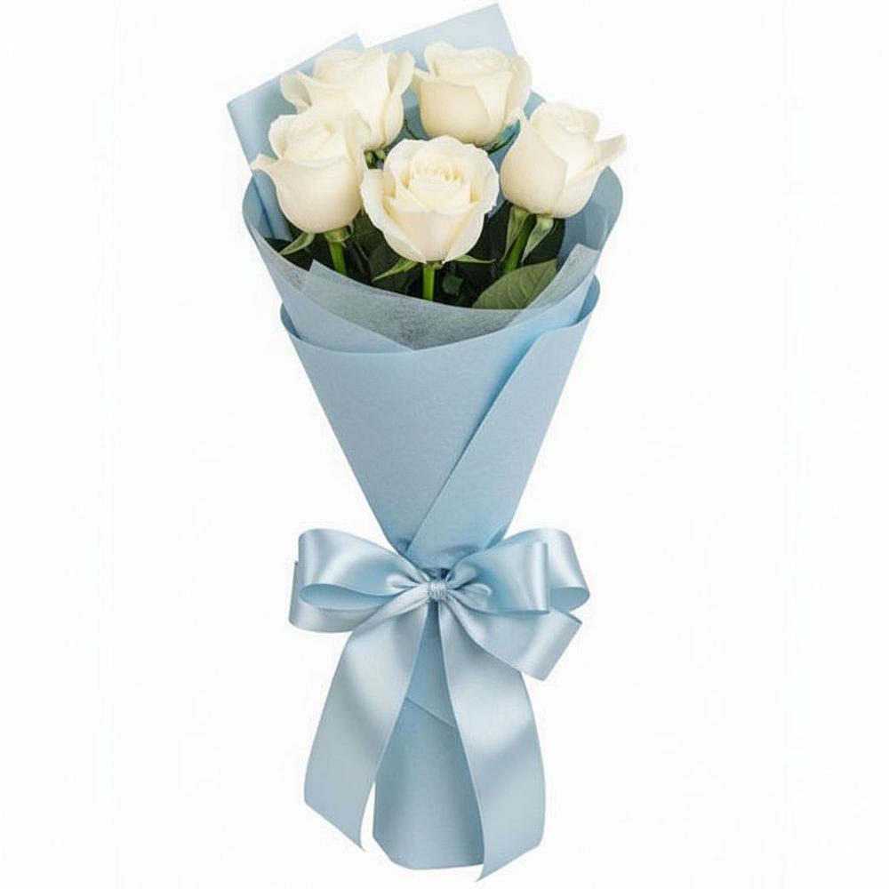 Букет 5 Белых роз Проуд в Курорт-Дарасун