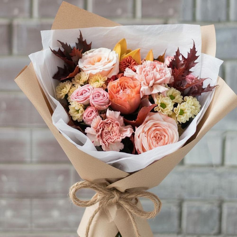 Букет цветов из: Гвоздики, Хризантемы и Розы в Курорт-Дарасун