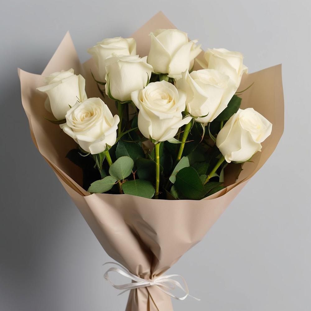 Букет 9 Белых роз Эдлесс Лав в Курорт-Дарасун