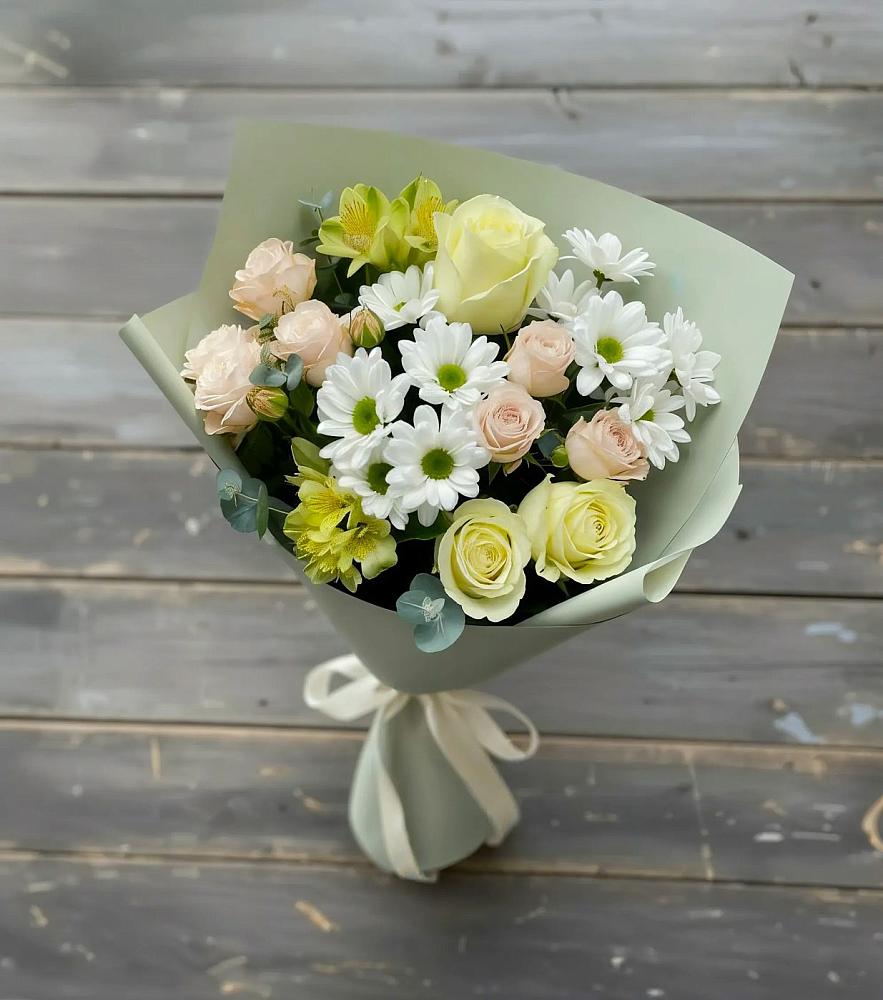 Букет цветов из: Альстромерии, Розы и Хризантемы в Курорт-Дарасун