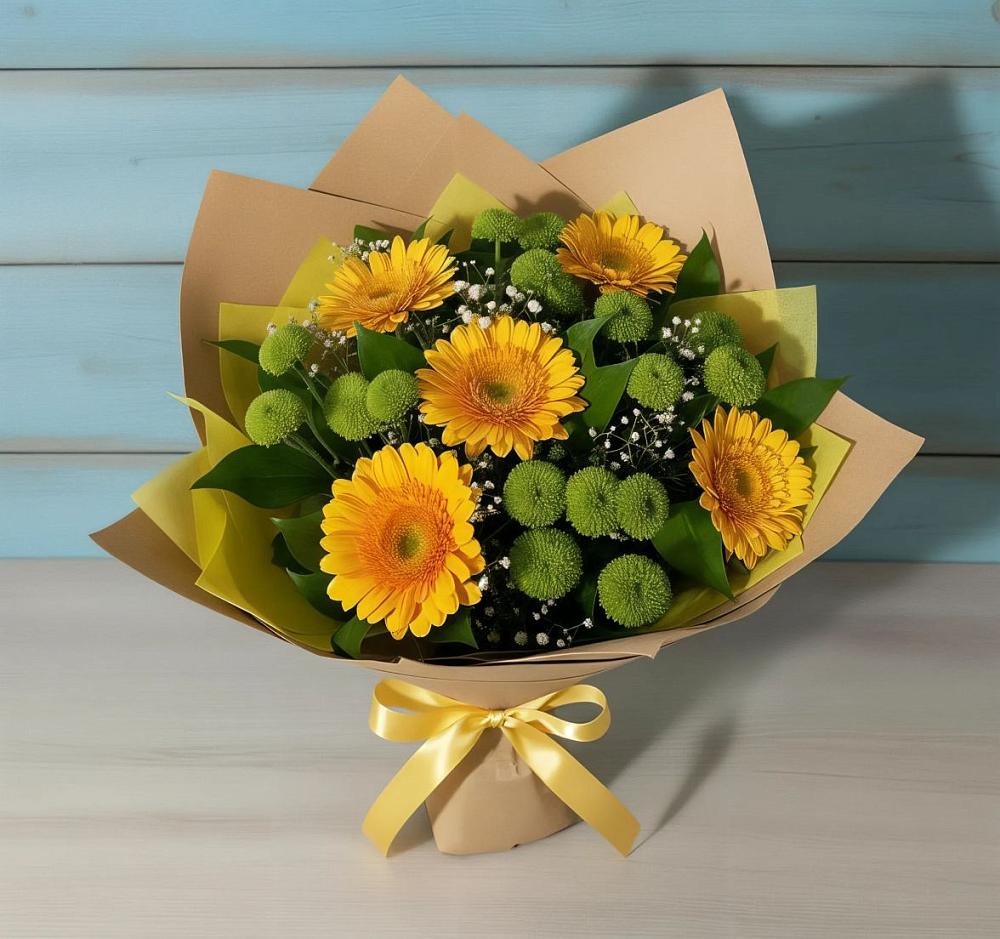 Букет цветов из: Герберы и Хризантемы в Курорт-Дарасун