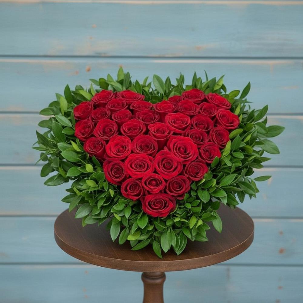 Цветочная композиция из Розы в виде сердца в Курорт-Дарасун