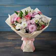 Букет цветов из:  Хризантемы, Альстромерии и Розы в Курорт-Дарасун