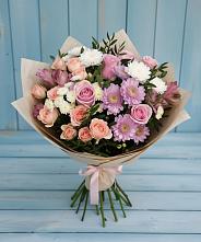 Букет цветов из:  Хризантемы, Розы и Альстромерии в Курорт-Дарасун