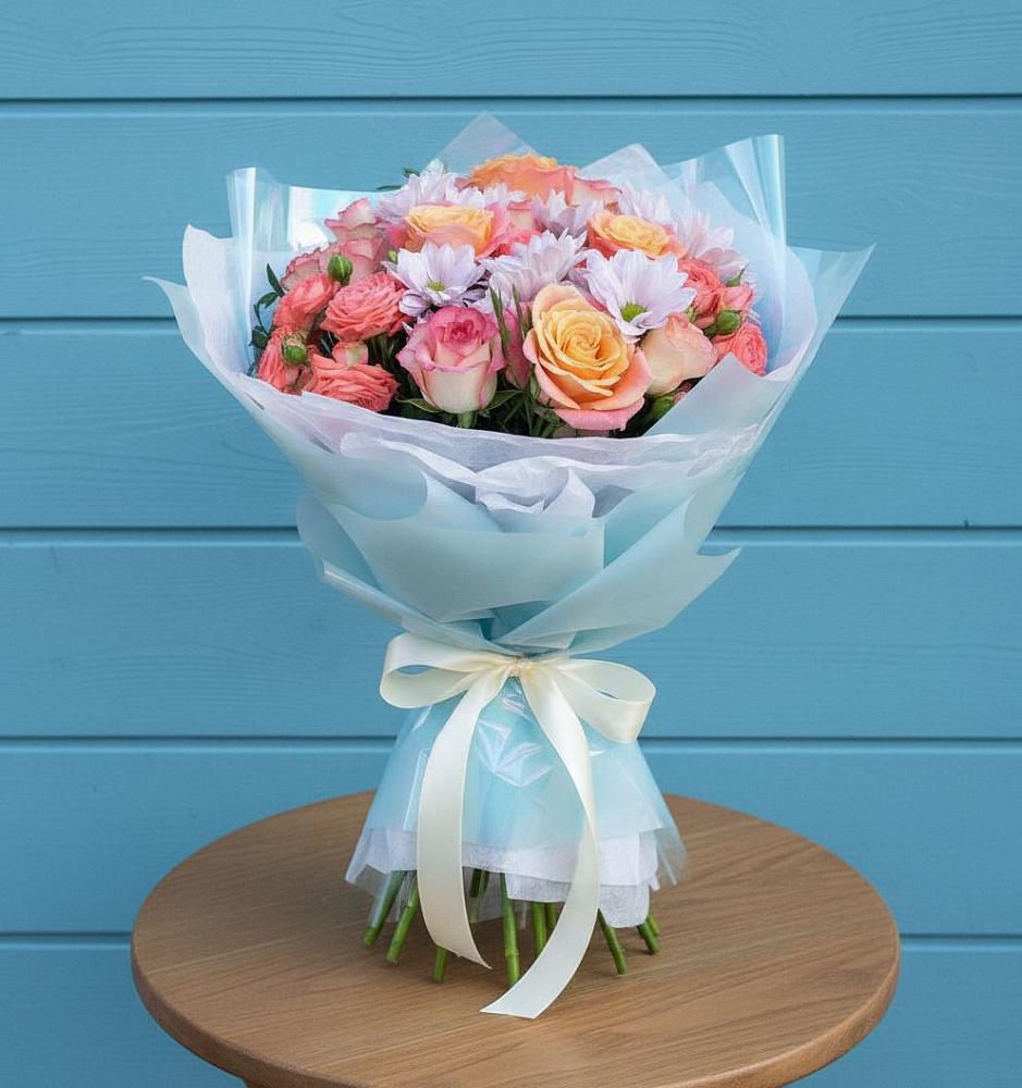 Букет цветов из: Хризантемы и Розы в Курорт-Дарасун