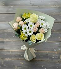 Букет цветов из:  Альстромерии, Розы и Хризантемы в Курорт-Дарасун