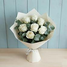 Букет Белые розы в Эвкалипте #REPLACE_PRED# Курорт-Дарасун