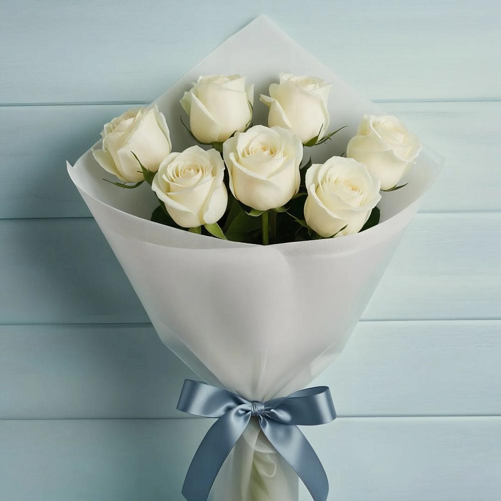 Букет 7 Белых роз Эдлесс Лав в Курорт-Дарасун